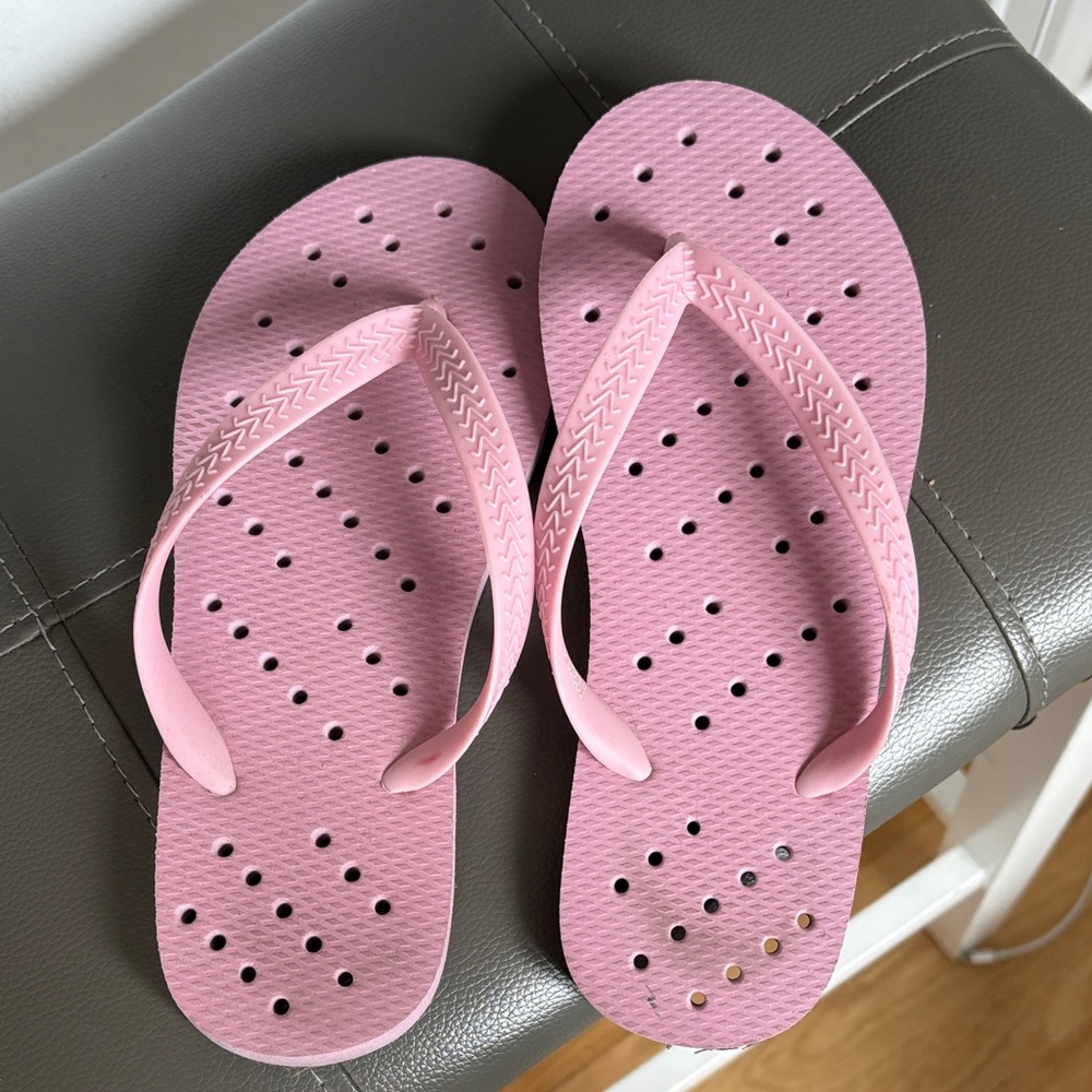 Pink Perforated Flip Flops